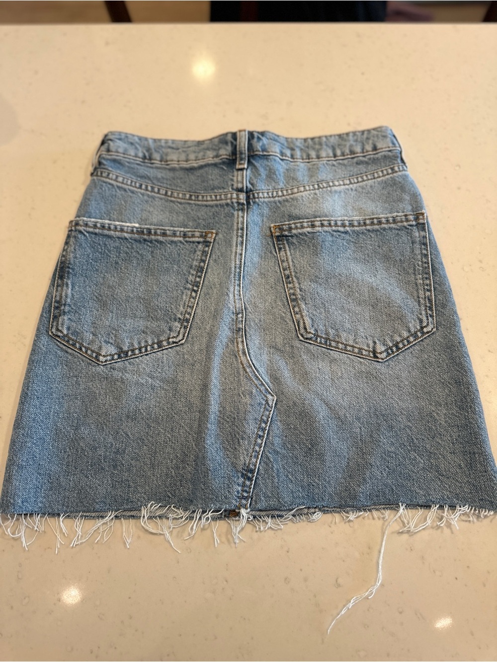 NWOT Zara Asymmetrical Jean Mini Skirt Raw Hem Size XS - Picture 2 of 4